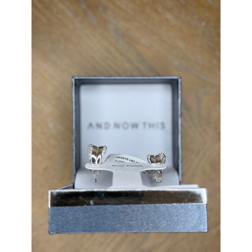 ANDNOWTHIS Silver Plated Crystal Hoop Earrings | New - Picture 2 of 2